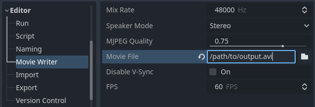 Movie Maker 项目设置（启用高级选项）