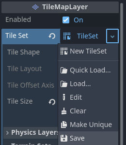 将内置 TileSet 资源保存为外部资源文件